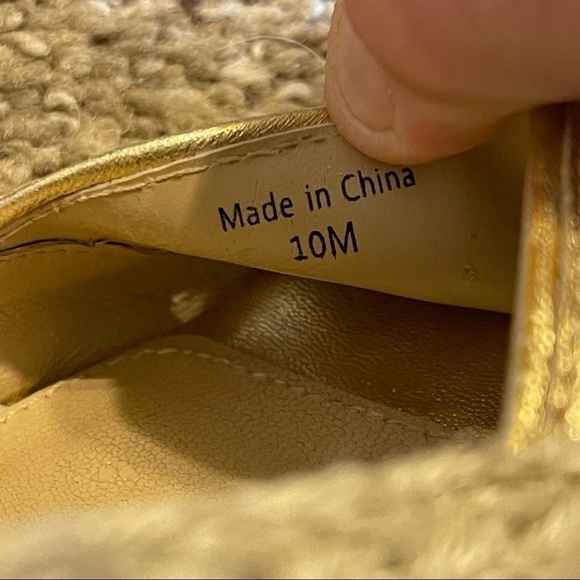 Diane von Furstenberg DVF Sudan Gold Leather Espadrille Wedge size 10M - Picture 10 of 11